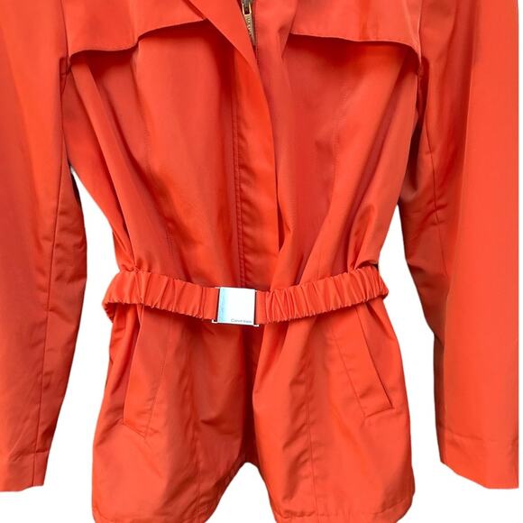 NWOT Calvin Klein Single Breasted
 Jacket Trench Coat Removable Hood Size PL - Picture 2 of 7
